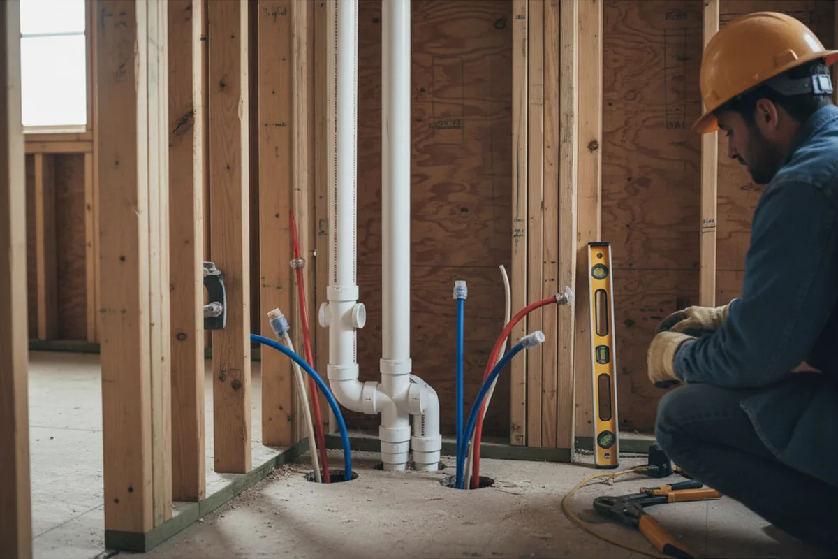 Drain and supply rough-in during Leak Detection in Stilwell